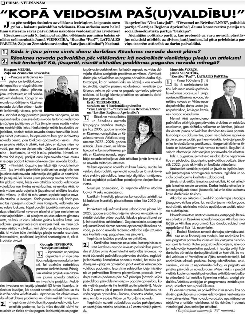 “KOPĀ VEIDOSIM PAŠ(U)VALDĪBU!”