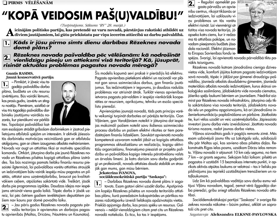 “KOPĀ VEIDOSIM PAŠ(U)VALDĪBU!”