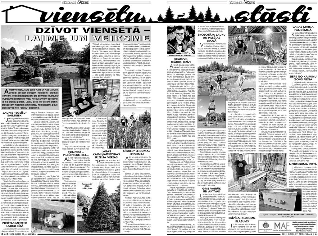 DZĪVOT VIENSĒTĀ – LAIME UN VEIKSME