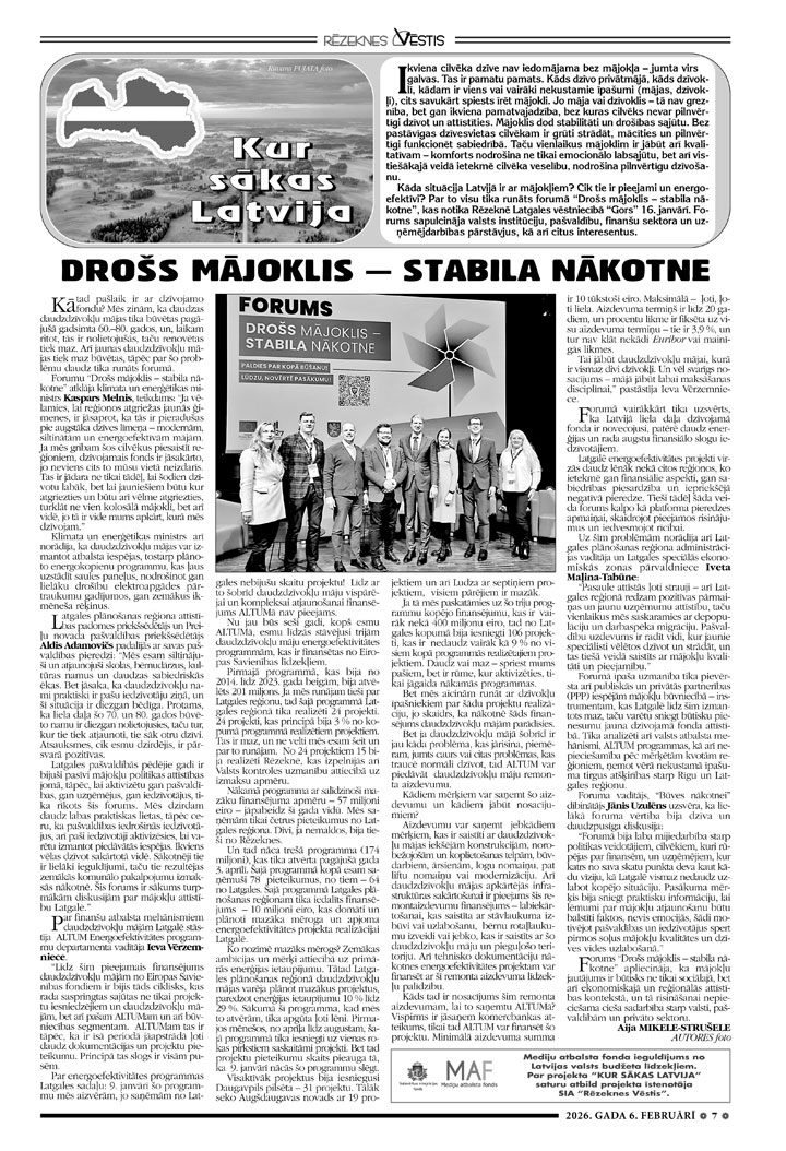 DROŠS MĀJOKLIS – STABILA NĀKOTNE