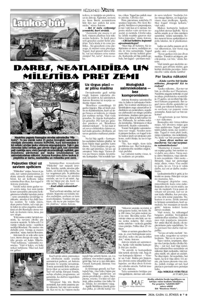 DARBS, NEATLAIDĪBA UN MĪLESTĪBA PRET ZEMI